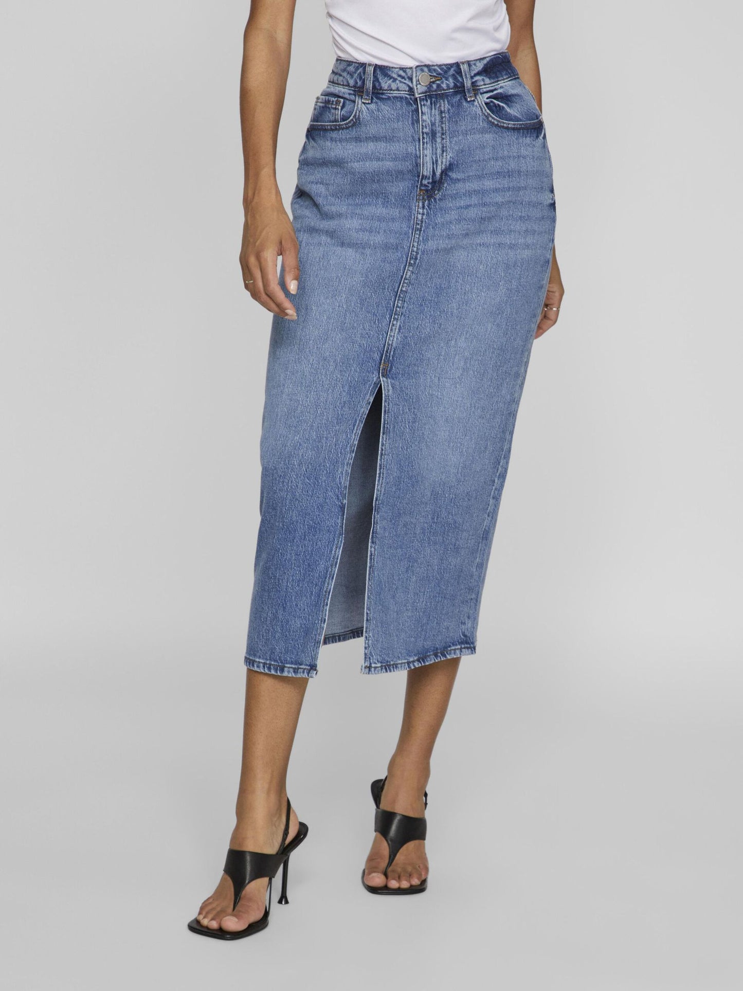 Vila, Vijaf Midi Denim Skirt, Blue