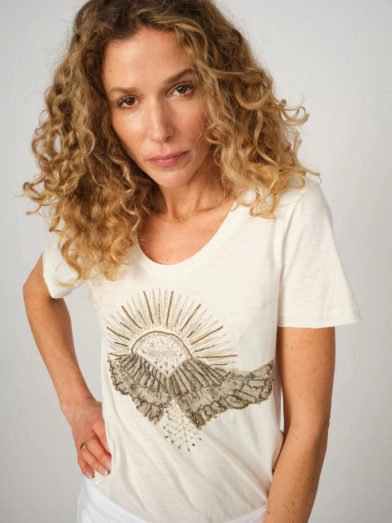 MM NADINE O-SS DECO TEE ECRU