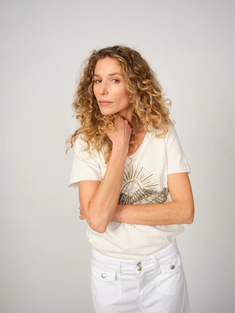 MM NADINE O-SS DECO TEE ECRU