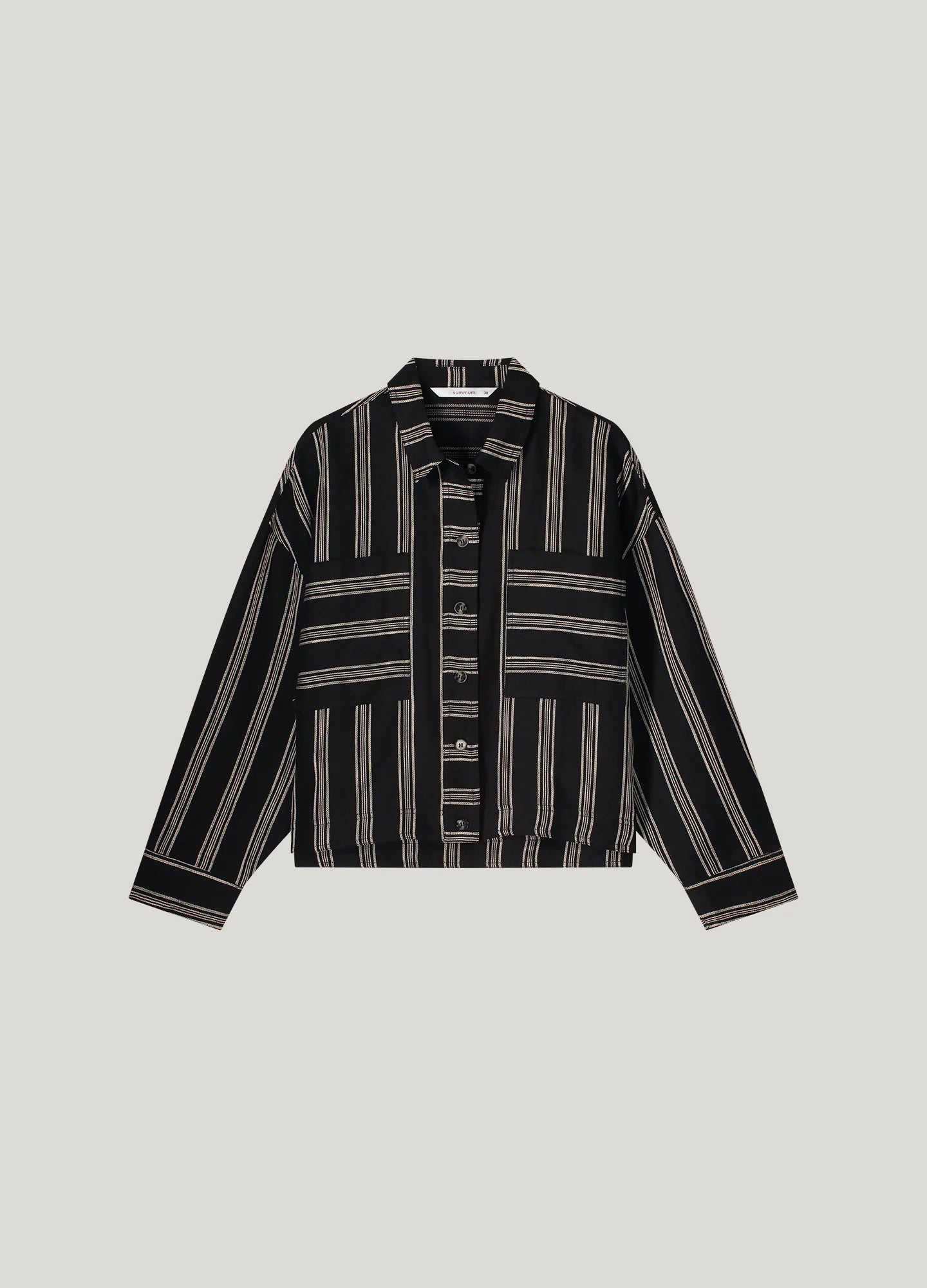 SUMMUM BLOUSE LINEN STRIPE BLACK