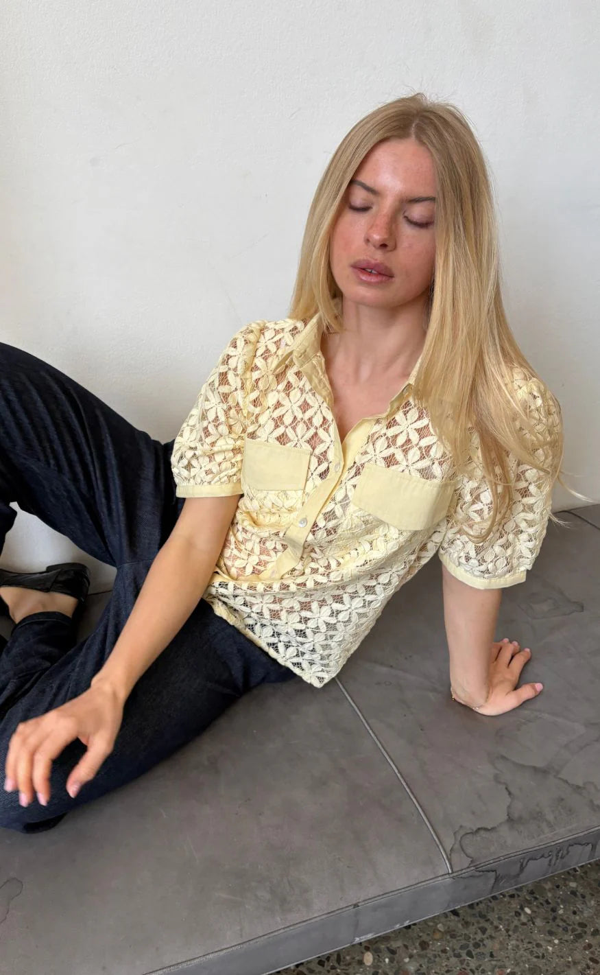 CONTINUE CHARLOTTE LACE SHIRT YELLO