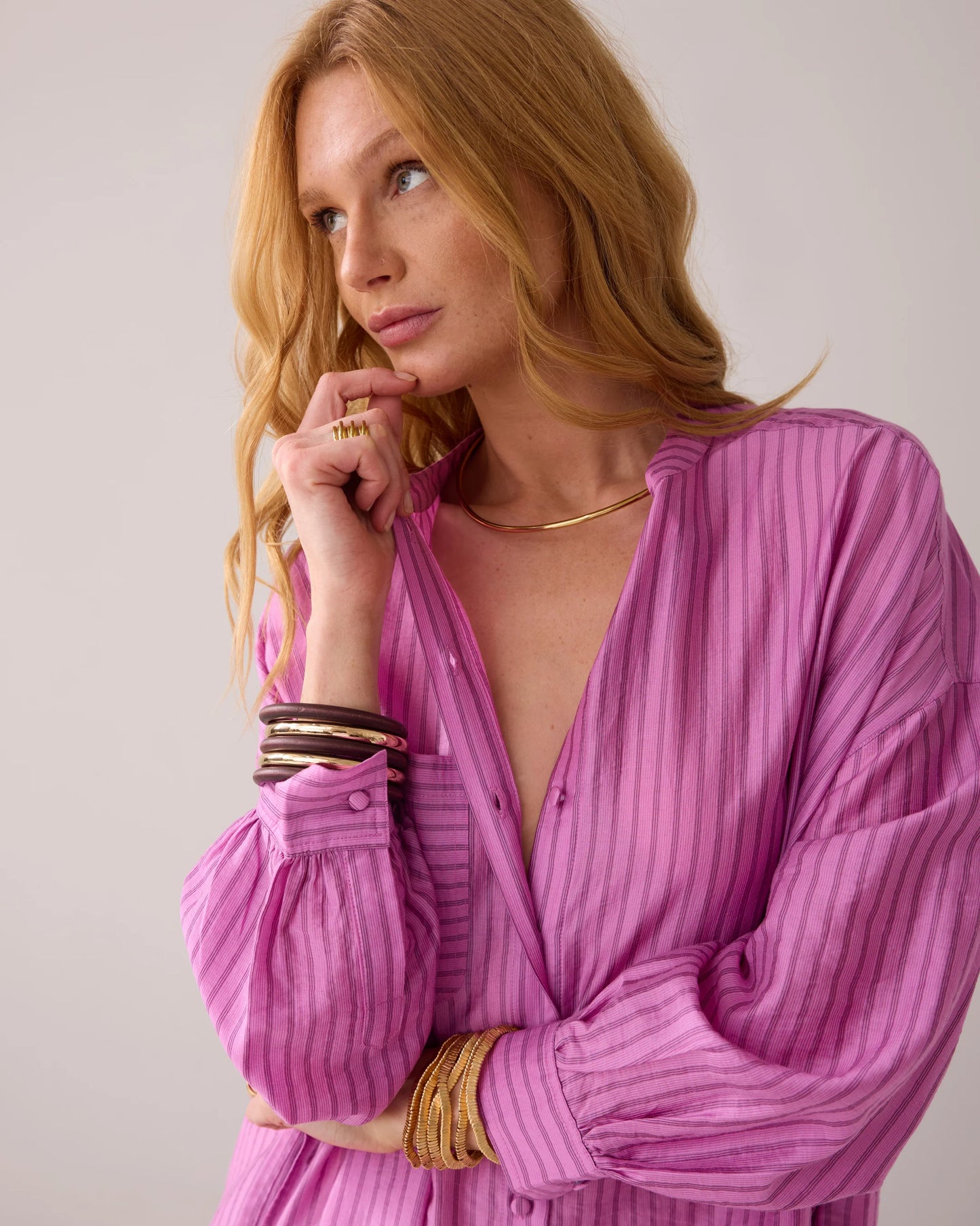 SUMMUM TUNIC DRESS PINSTRIPE