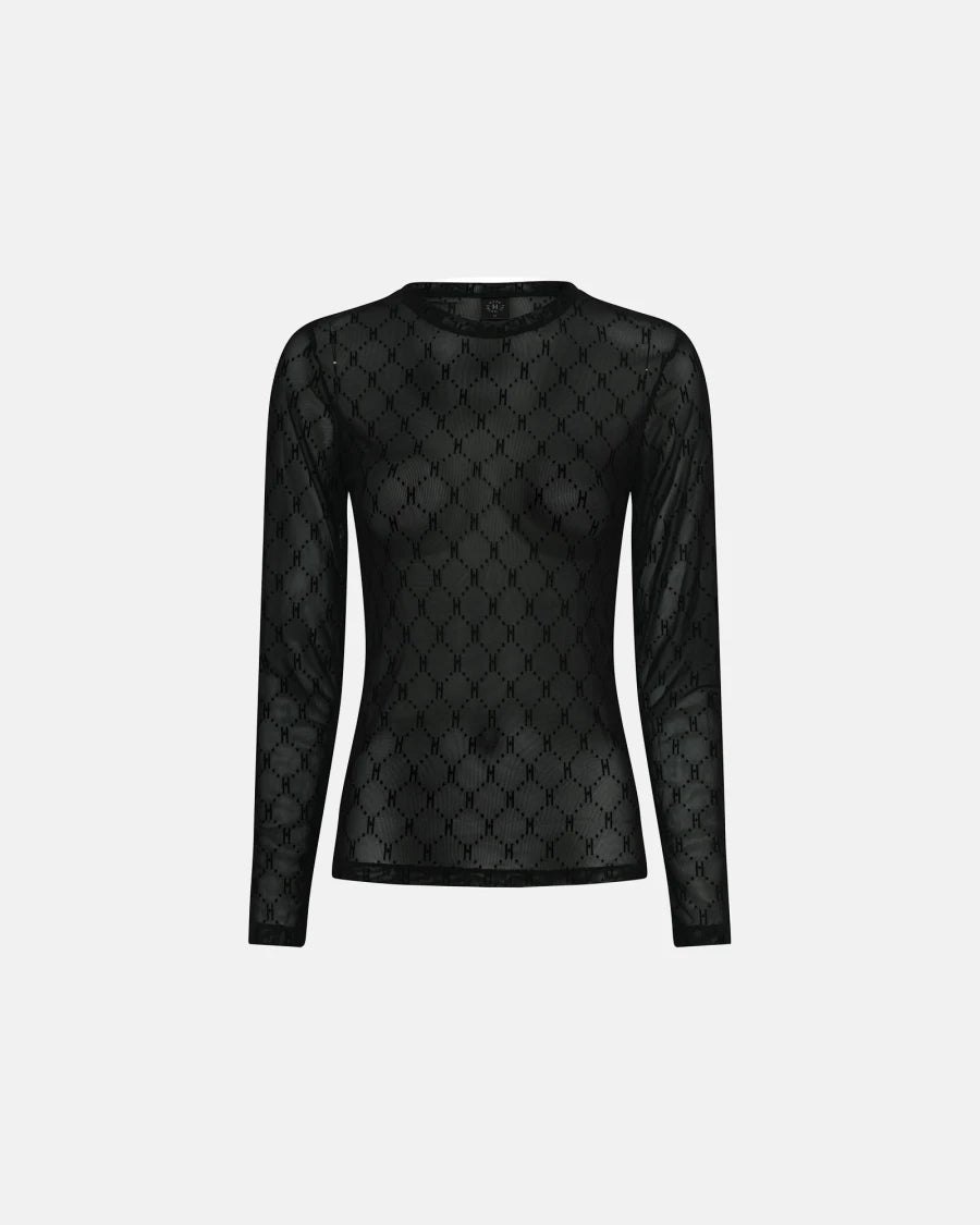 Hype Detail Mesh Blouse Black