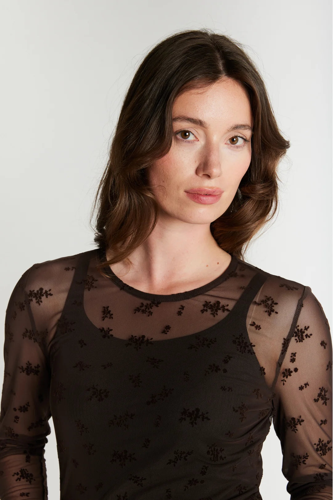 RDF ROUND NECK BLOUSE CHOCOLAT