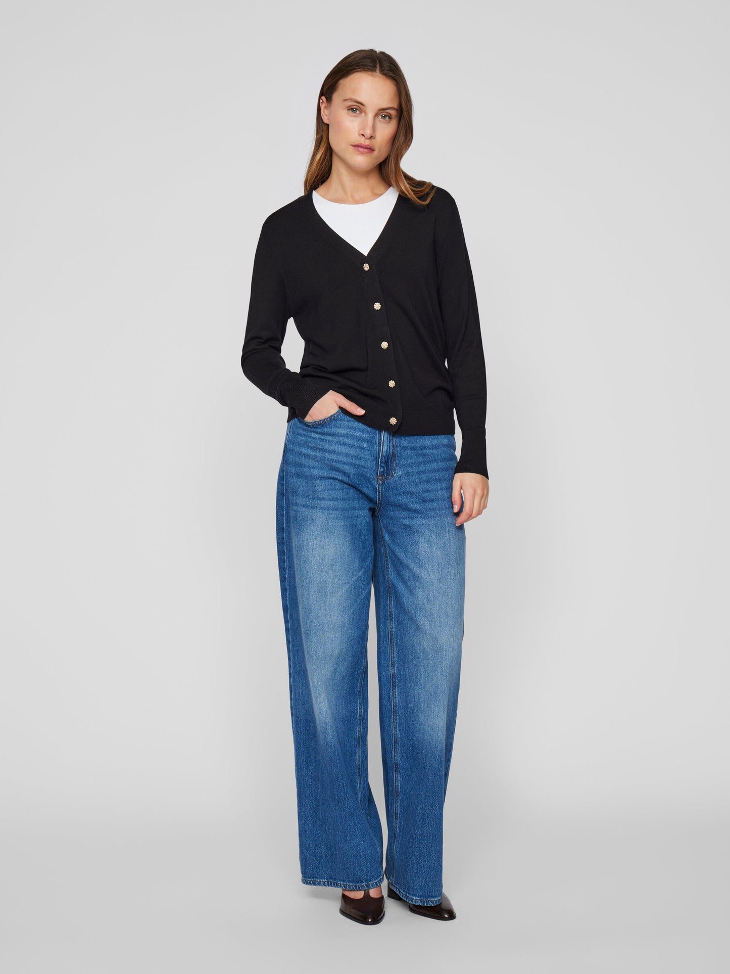 VILA VIWENNIE V-NECK L/S KINT CARDIGAN BLACK BEAUTY