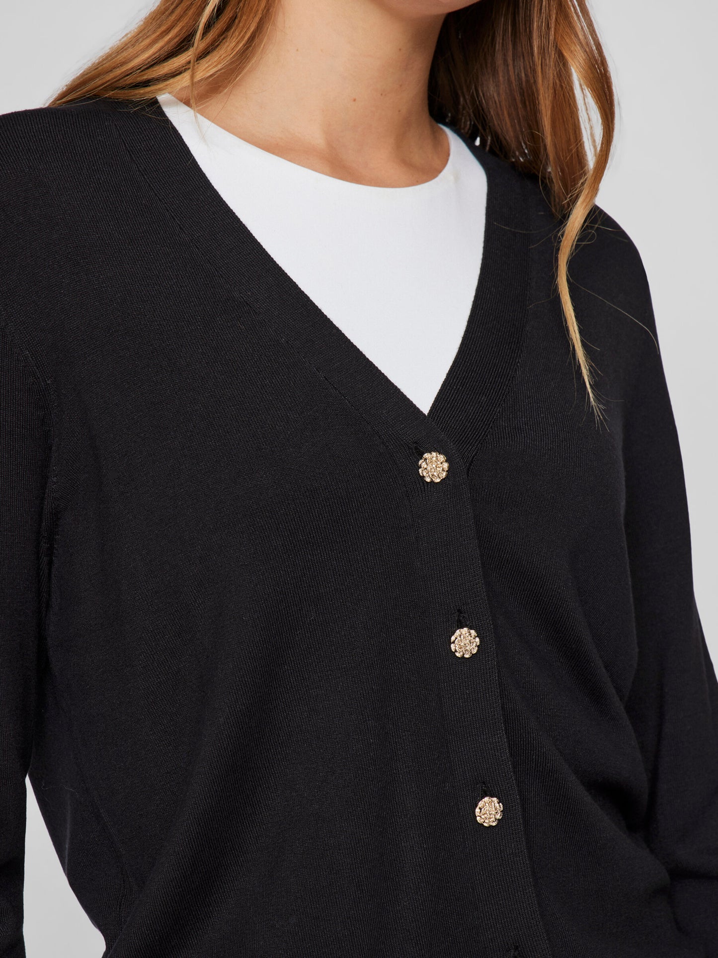VILA VIWENNIE V-NECK L/S KINT CARDIGAN BLACK BEAUTY