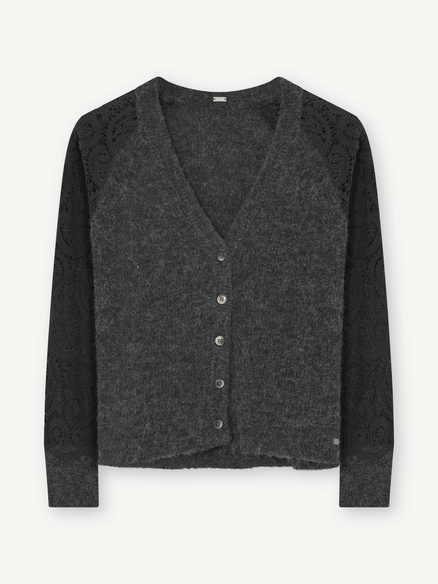 GUSTAV MAGDA V-NECK KNIT W.LACE BLACK