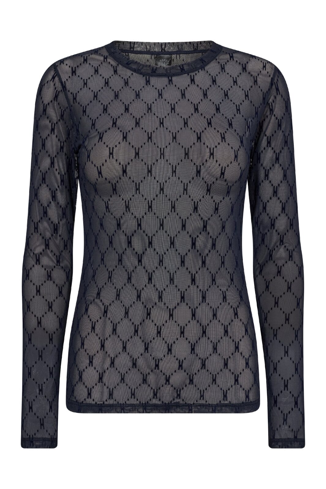 Hype Detail Mesh Blouse navy