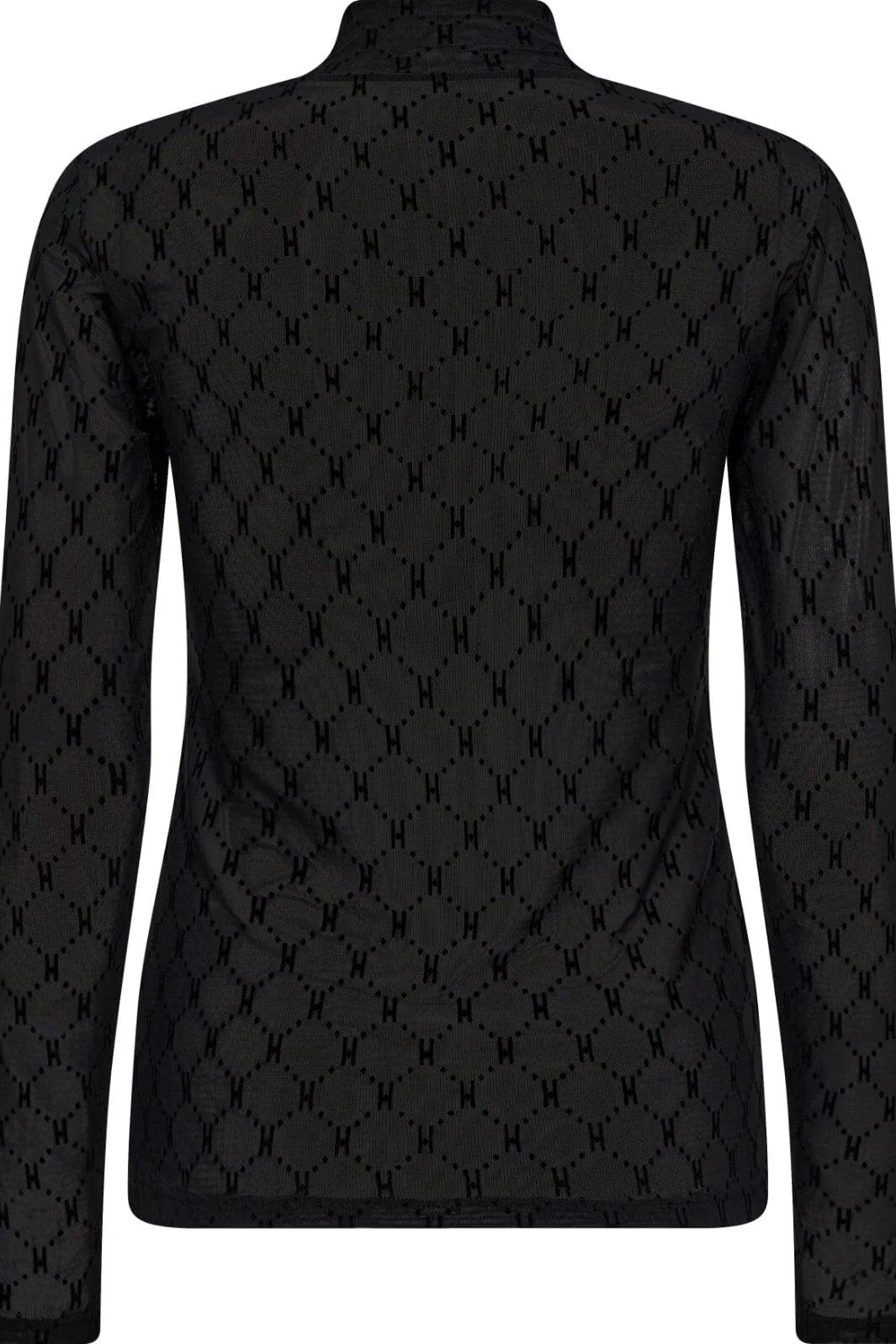 HTD MESH BLOUSE TURTLE NECK BLACK