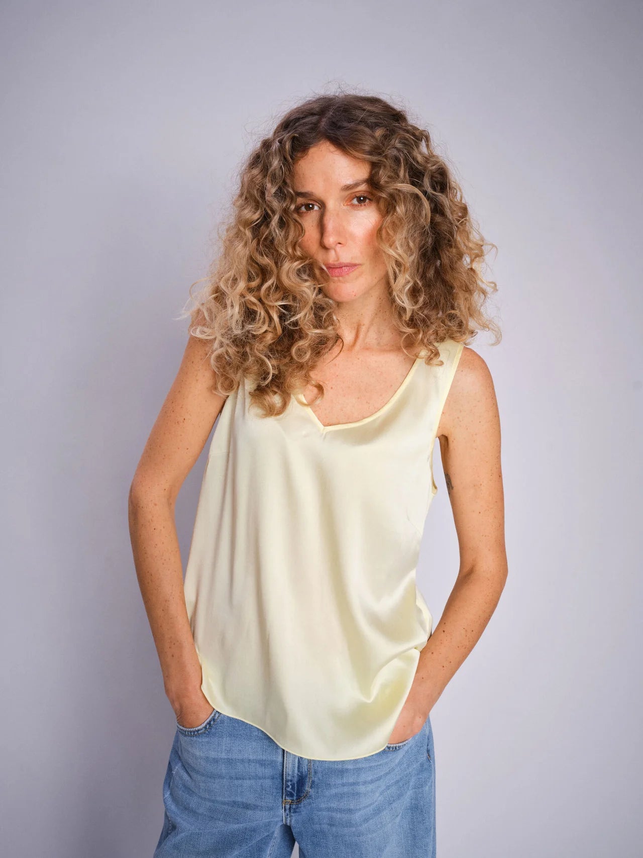 MOS MOSH ASTRID V-NECK SILK TOP FR