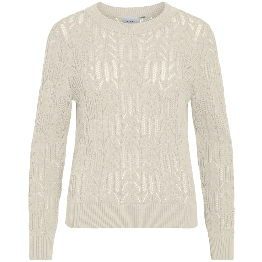 VILA VICOTTI O-NECK L/S TOP BIRCH