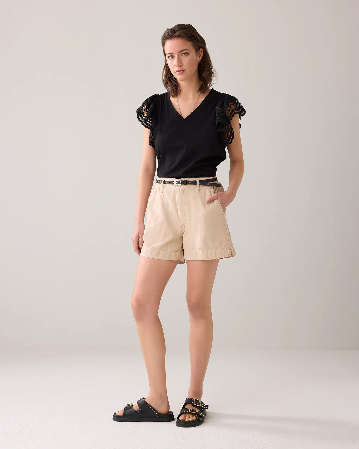 SUMMUM TEE WITH LACE BLACK
