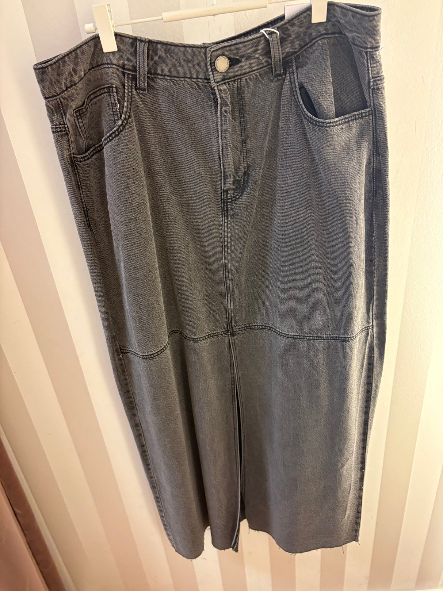VILA VIKKI RW LONG SKIRT GREY DENIM