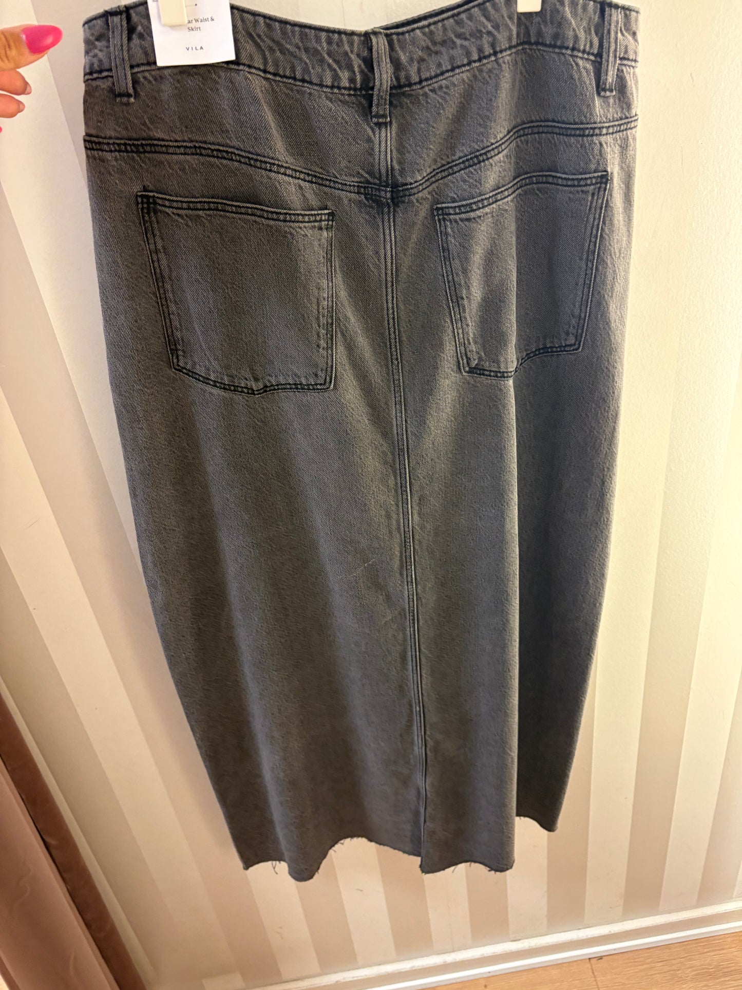 VILA VIKKI RW LONG SKIRT GREY DENIM