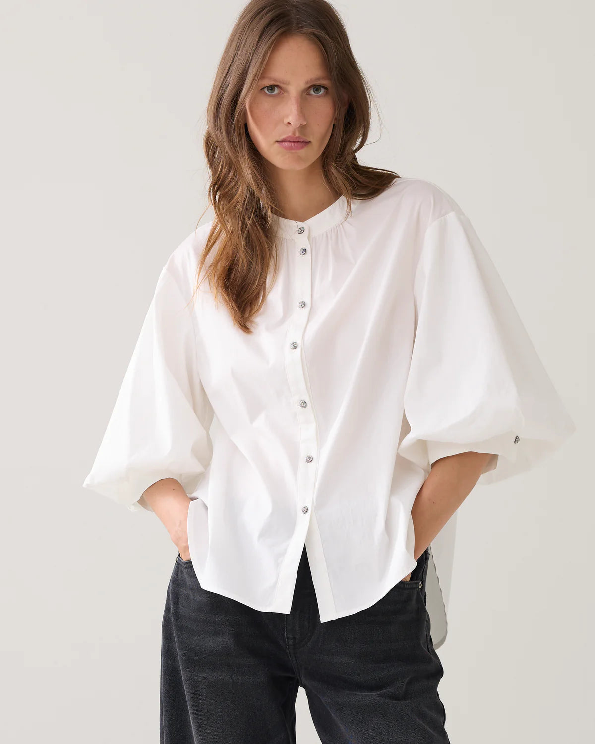 SUMMUM BLOUSE COTTON STRETCH