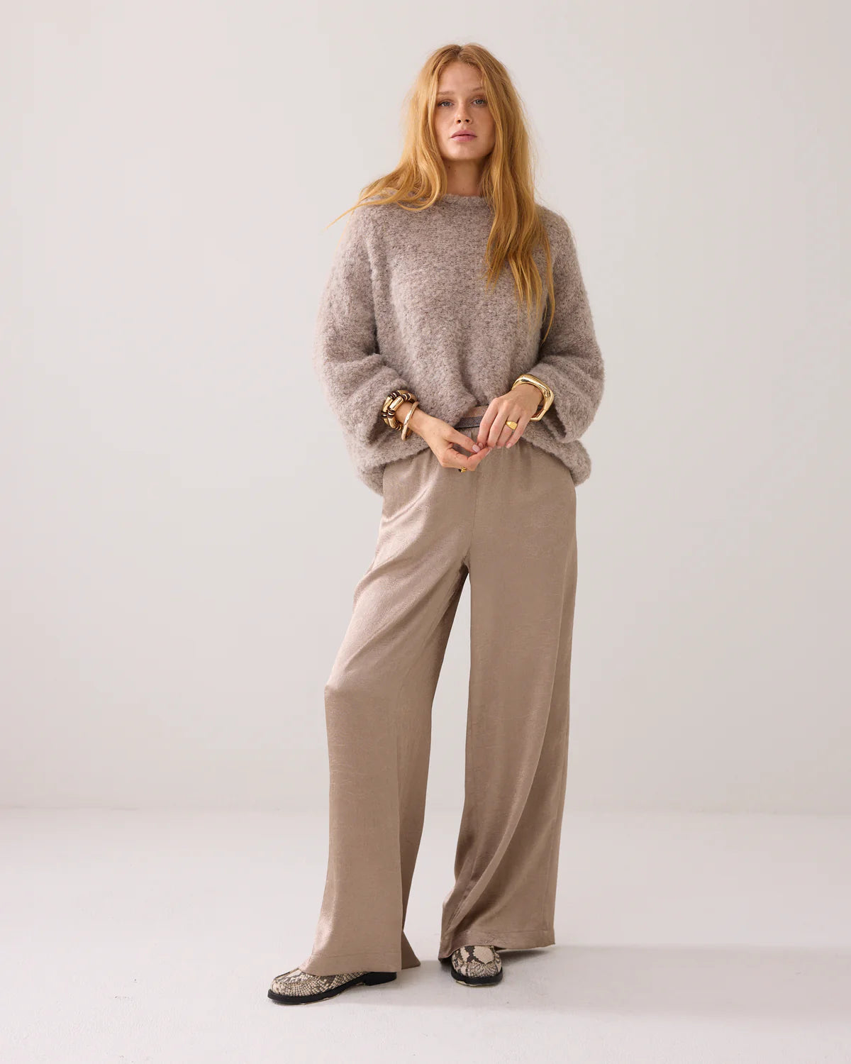 SUMMUM TROUSERS CRINKLE SATIN FUNGH