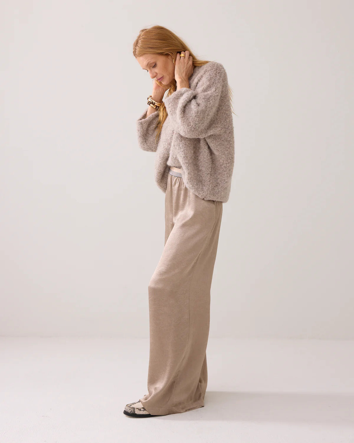 SUMMUM TROUSERS CRINKLE SATIN FUNGH