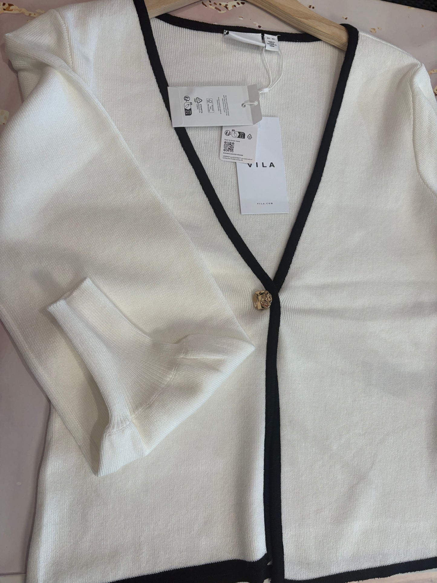 VILA VISEBAHAT CARDGIAN WHITE/BLACK