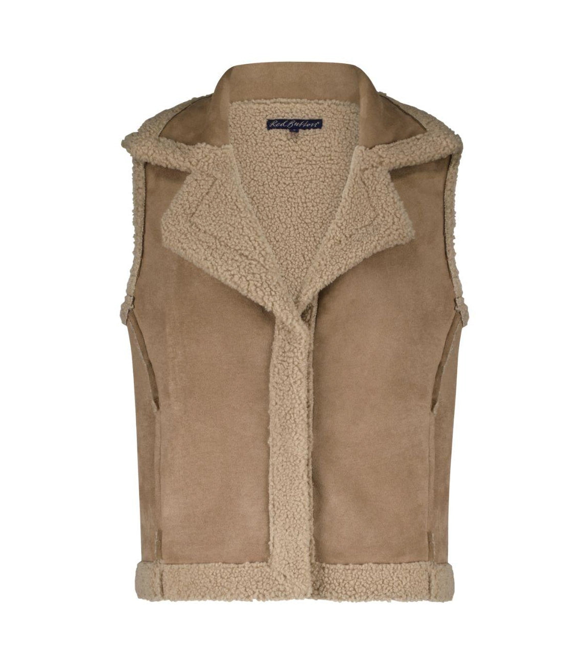 RED BUTTON TEDDY WAISTCOAT ALMOND
