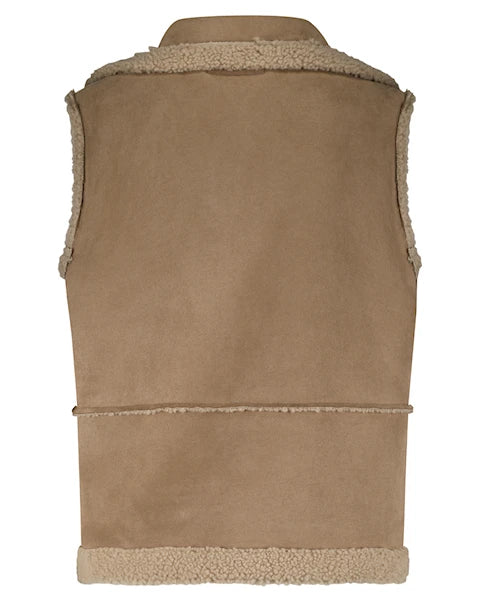 RED BUTTON TEDDY WAISTCOAT ALMOND