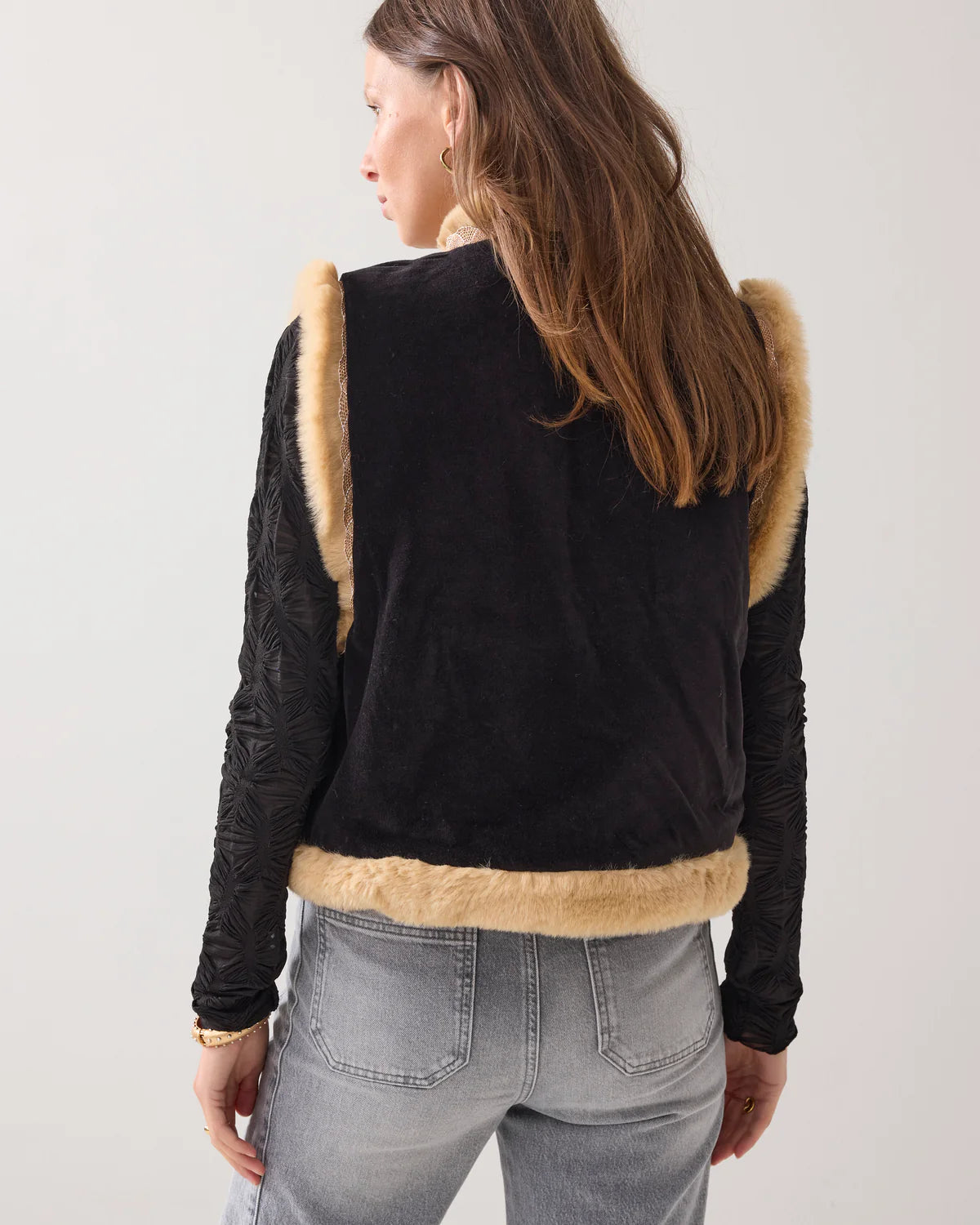 SUMMUM GILET EMBROIDERED VELOURS BL