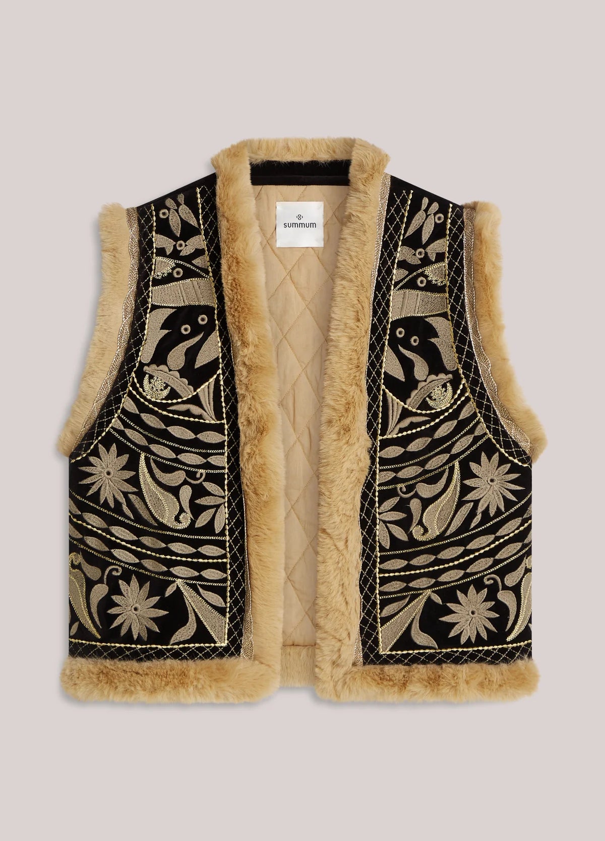 SUMMUM GILET EMBROIDERED VELOURS BL
