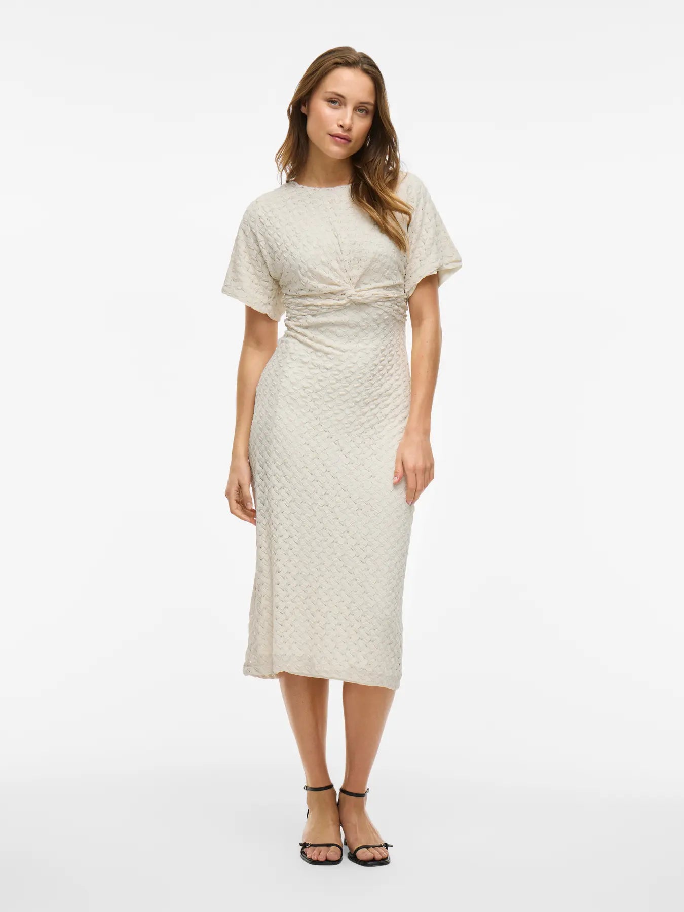 VILA VISOLIRA O-NECK MIDI DRESS BIRCH