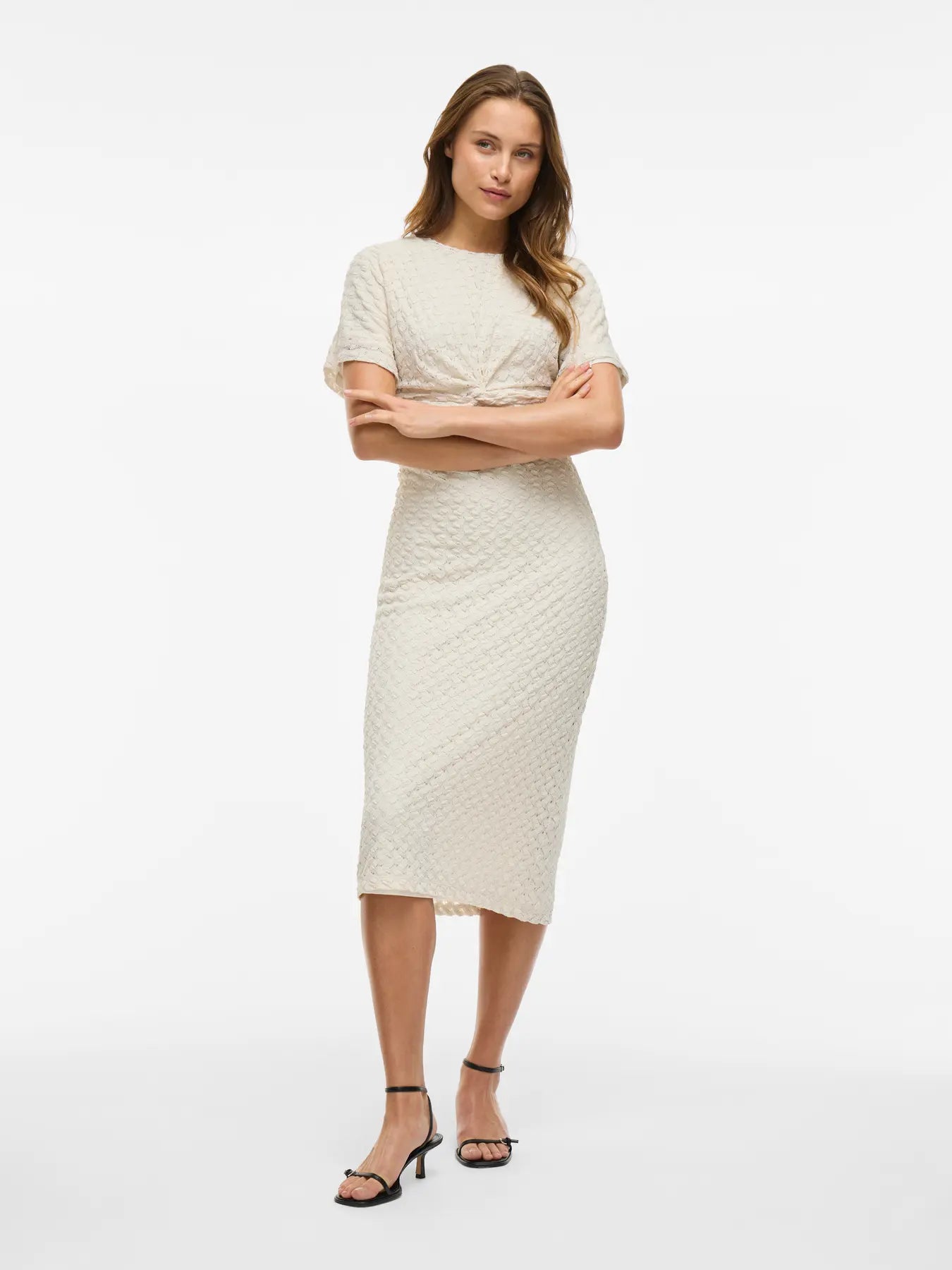 VILA VISOLIRA O-NECK MIDI DRESS BIRCH