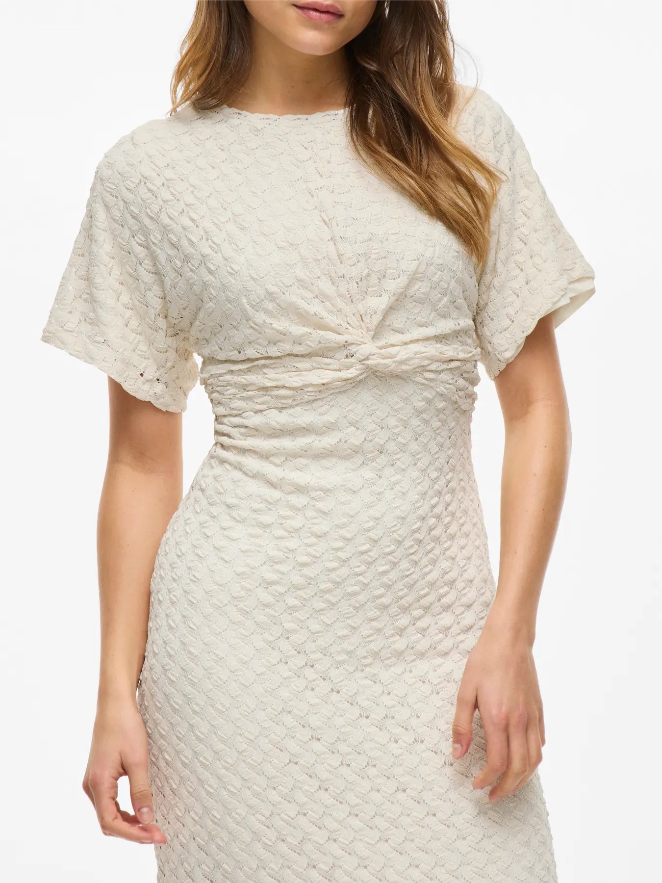 VILA VISOLIRA O-NECK MIDI DRESS BIRCH