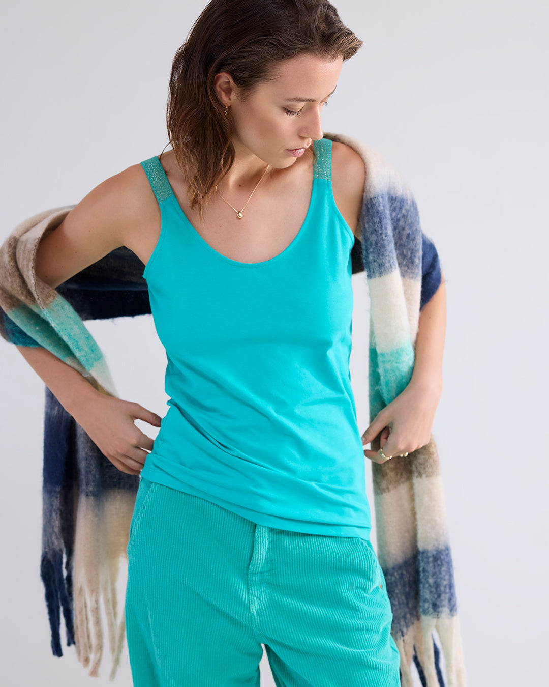 SUMMUM SINGLET COTTON TEE GREEN