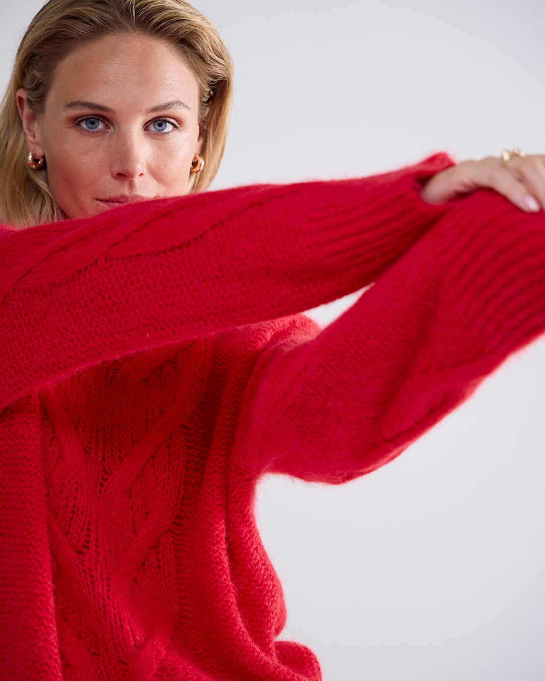 Summum Sweater Big Cable True Red