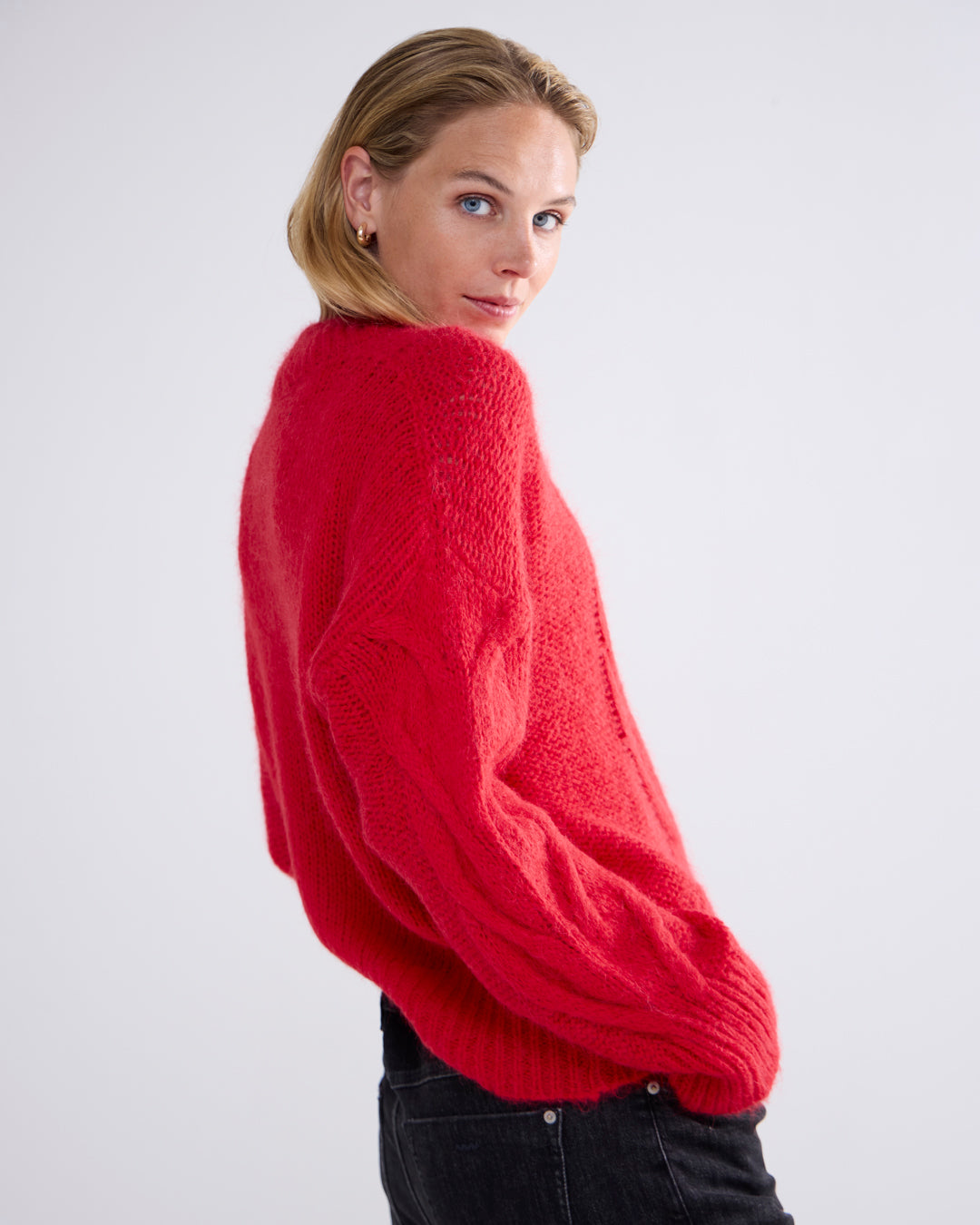 Summum Sweater Big Cable True Red