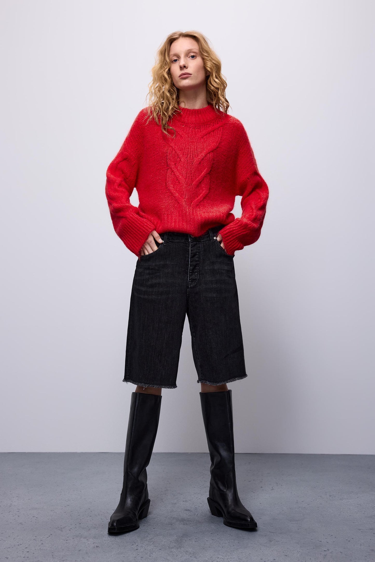 Summum Sweater Big Cable True Red