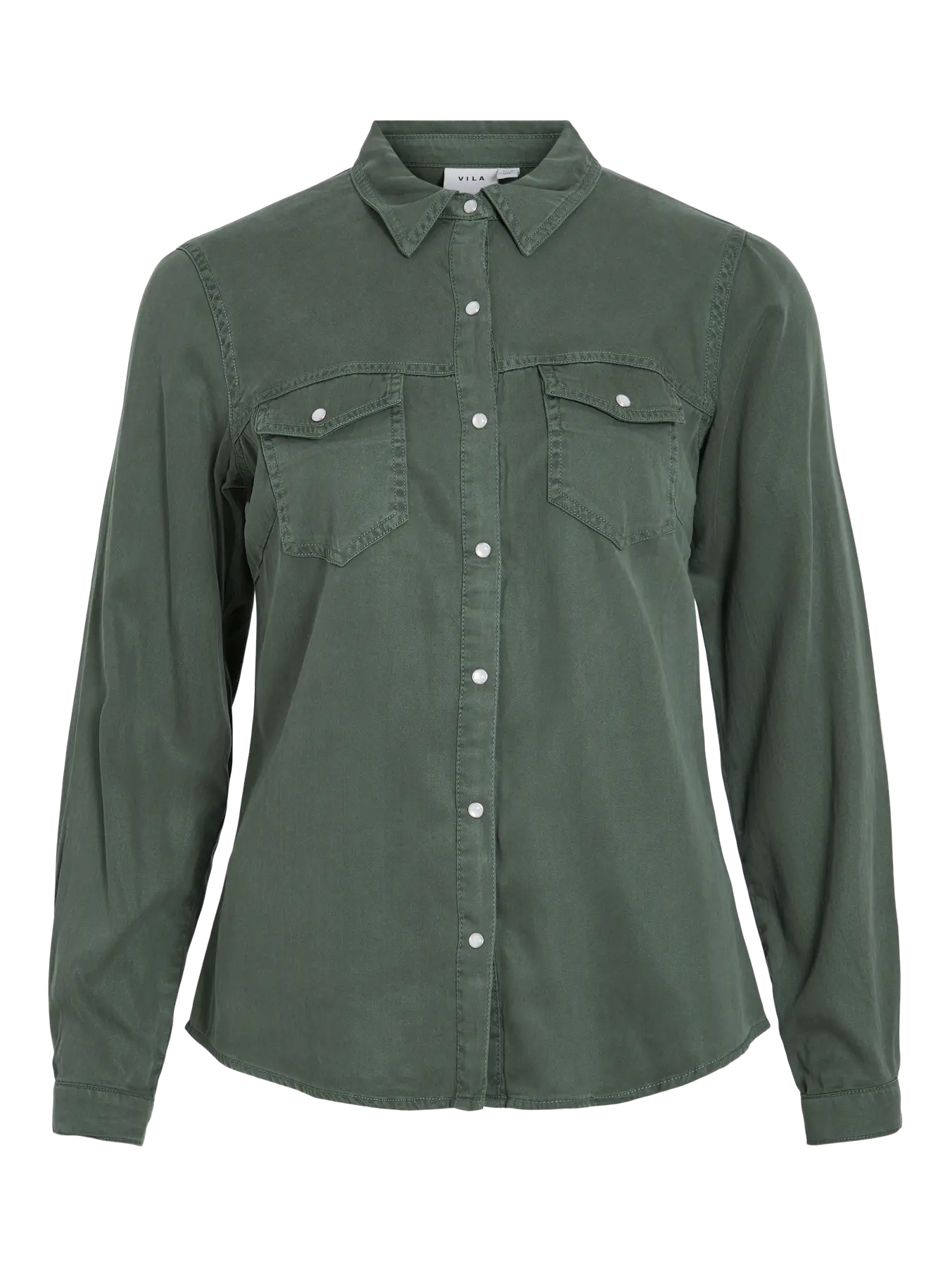 VILA VIBISTA DENIM SHIRT DUCK GREEN