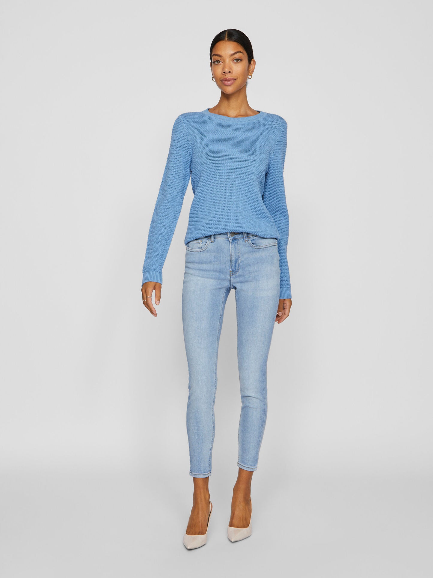 VILA VIDALO O-NECK KNIT TOP BLUE