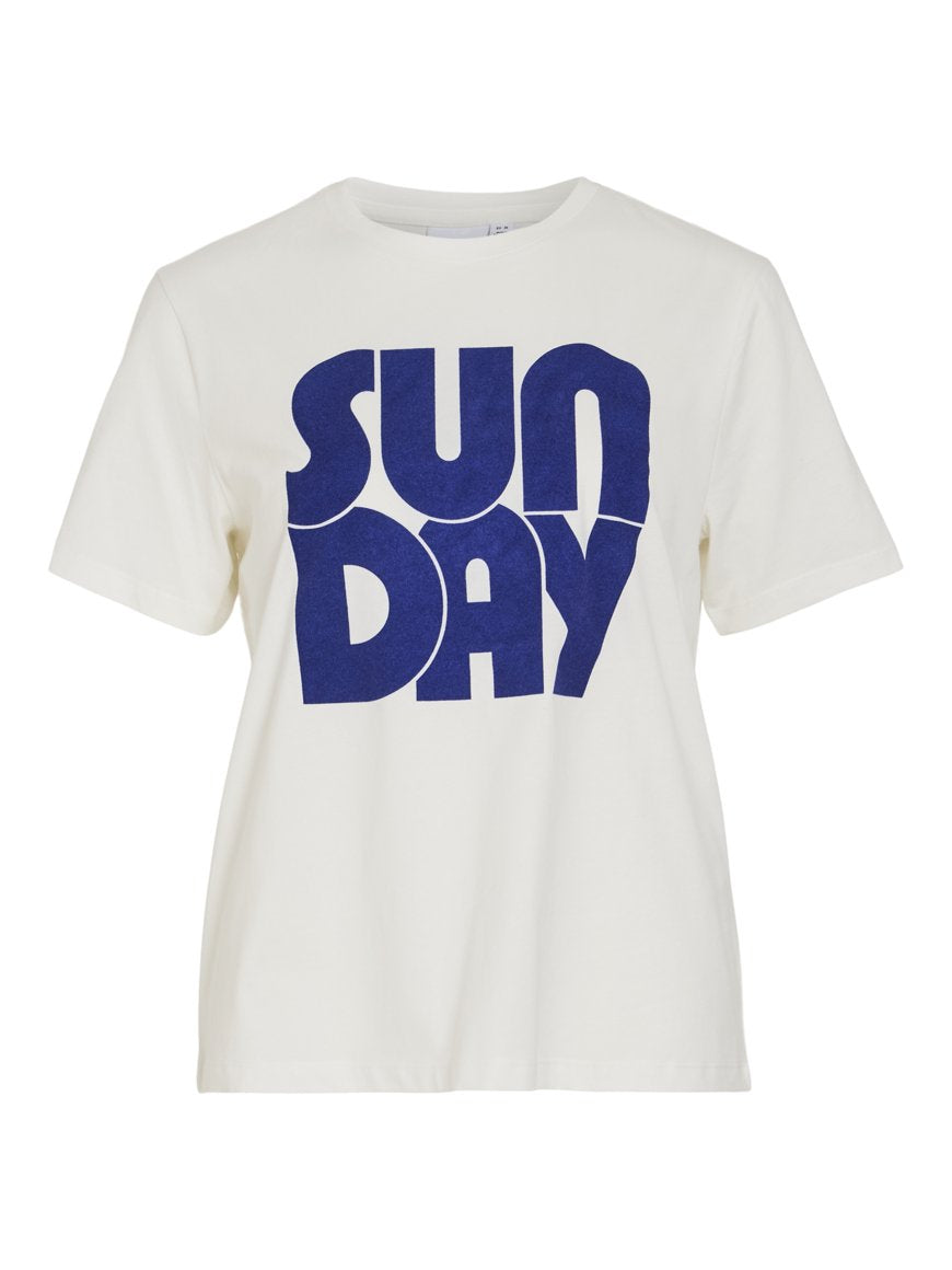 VILA SYBIL O NECK TEE SNOW BLUE