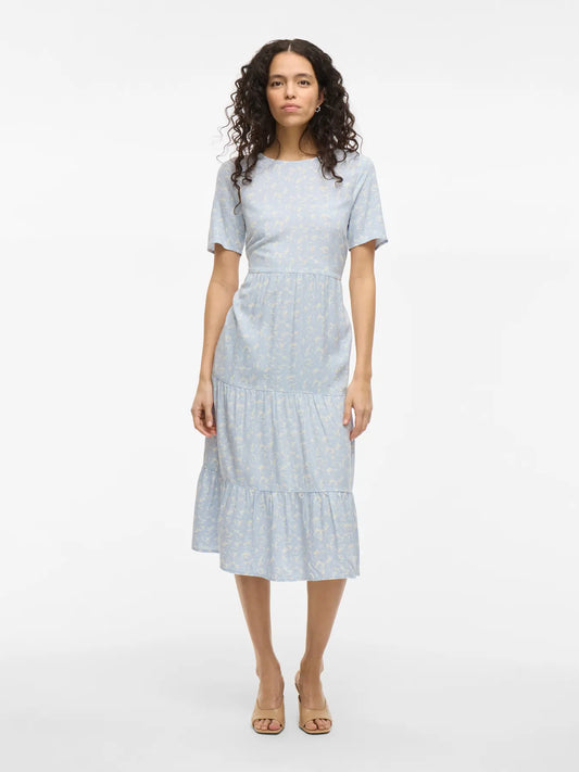 VILA VIPADDINA MIDI DRESS BIRCH/BLU