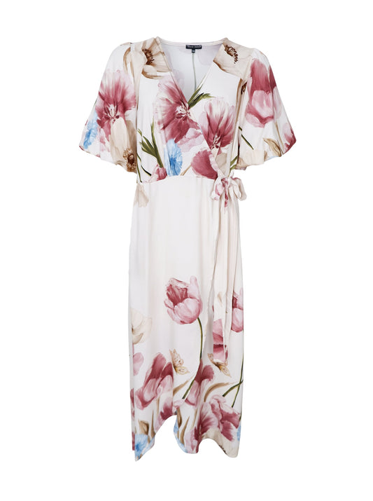 BC BELL WRAP DRESS CREME