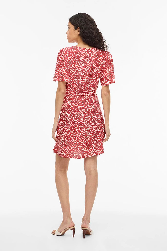 VILA VIGRACE V-NECK S DRESS HIBISCU