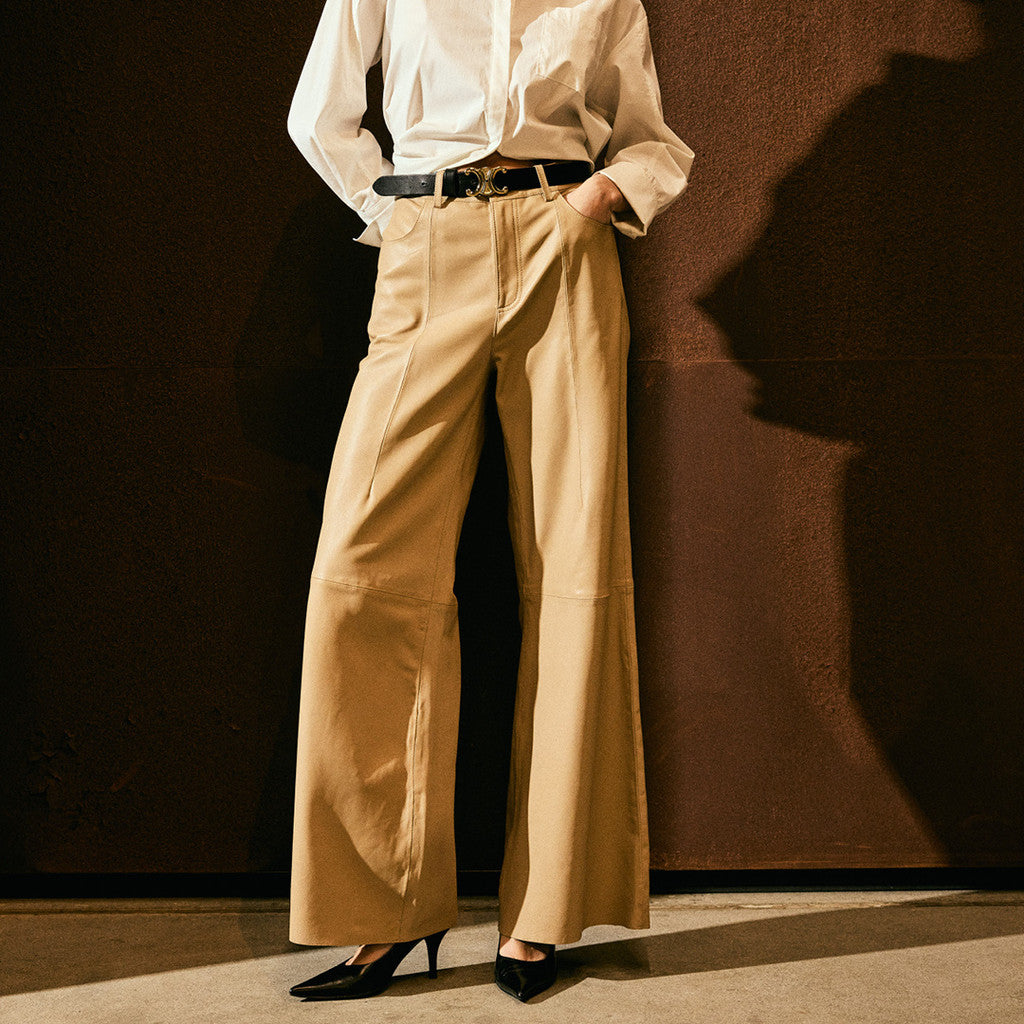 DEPECHE DOA HW PANTS WIDE LEG CREAM