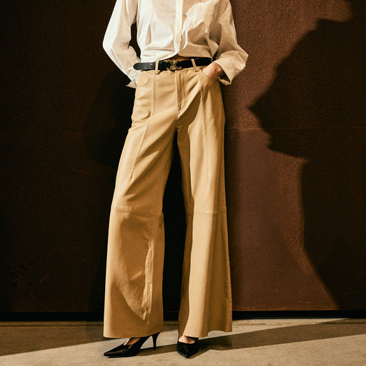 DEPECHE DOA HW PANTS WIDE LEG CREAM