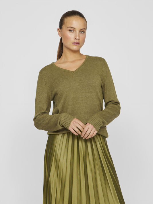 VILA RIL V-NECK KNIT CAPULET OLIVE DARK