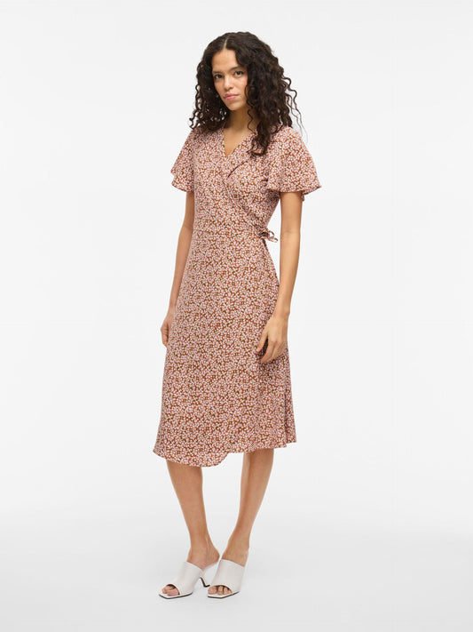 VILA VILOVIE S/S WRAP MIDI DRESS WO