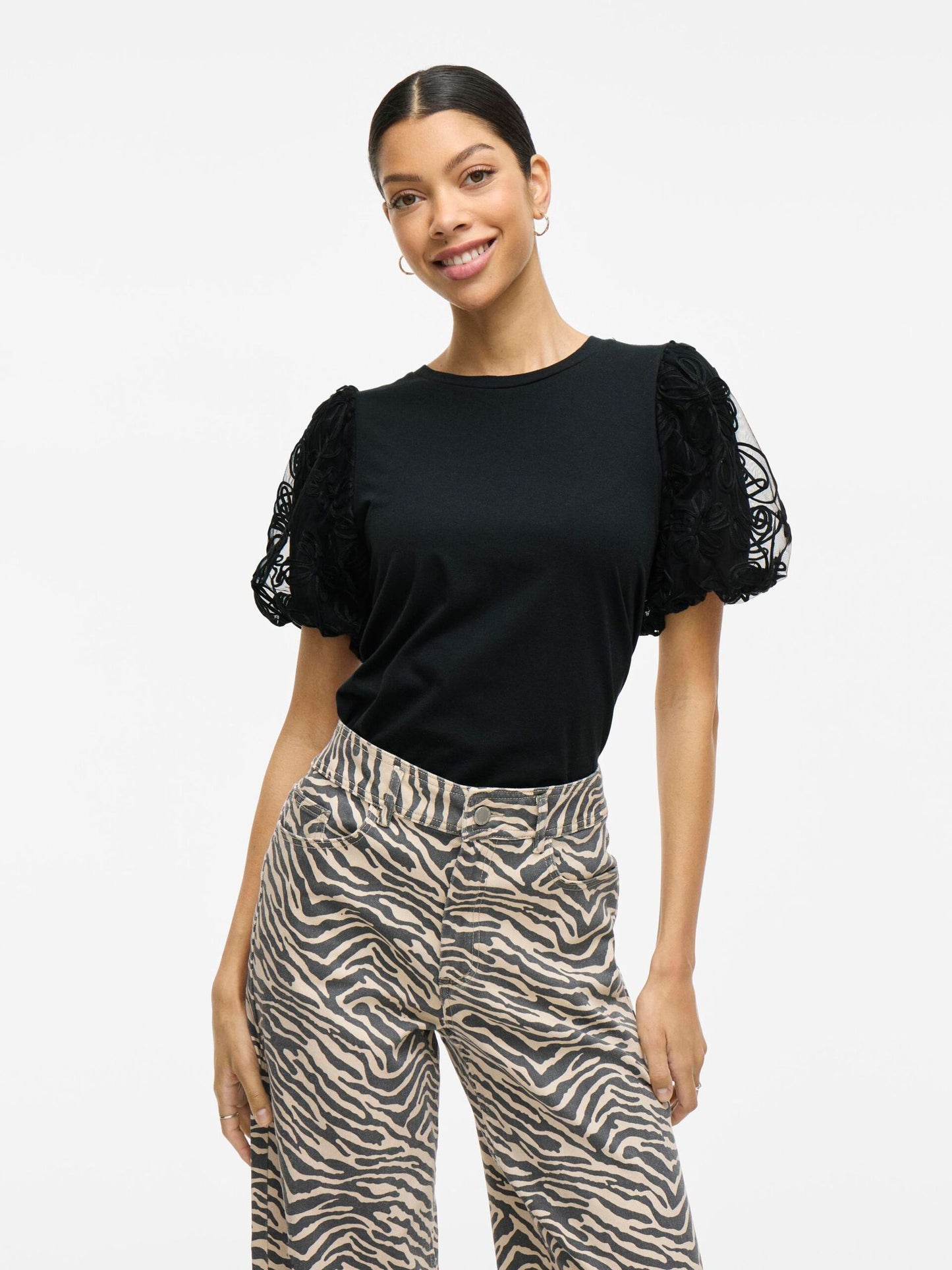 VILA VISIMONIA O-NECK S/S TOP BLACK