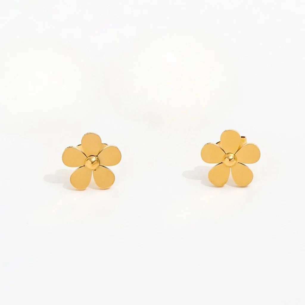 MS FLOWER STUD 18K GOLD PLEATED