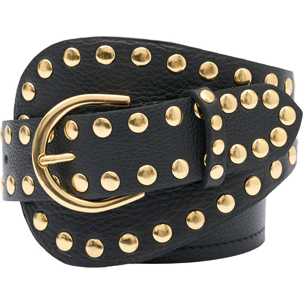 T&S DUNJA STUD BELT BLACK-GOLD