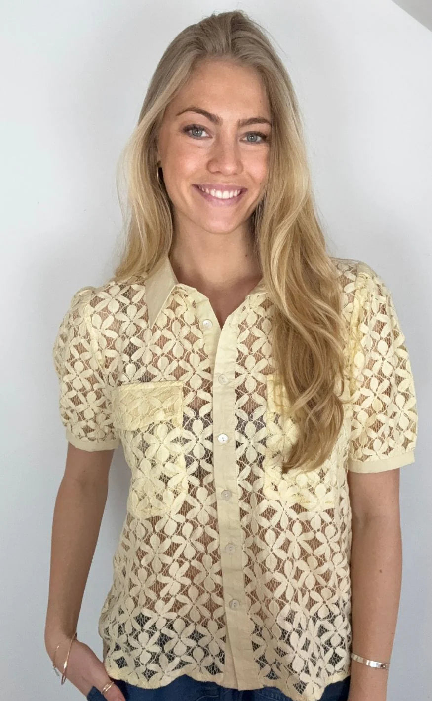 CONTINUE CHARLOTTE LACE SHIRT YELLO