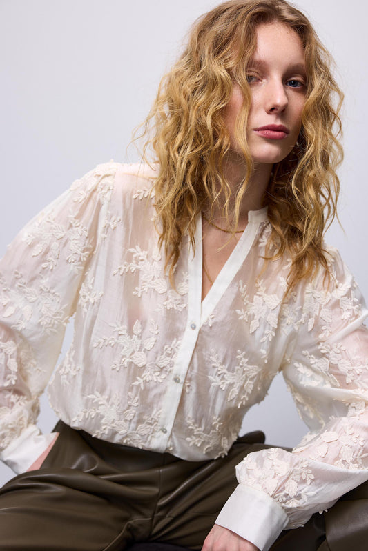 SUMMUM BLOUSE FLOWER LACE CREME