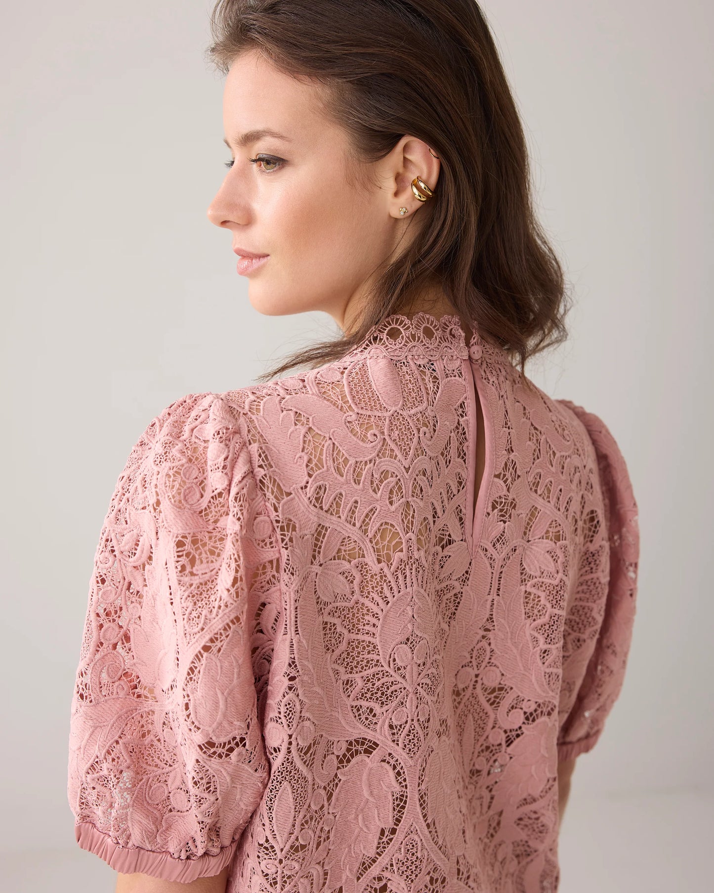 SUMMUM SHORT SLEEVE TOP LACE ROSE S