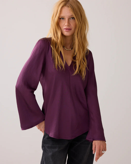 SUMMUM TOP V NECK ILKY TOUCK WINEBE